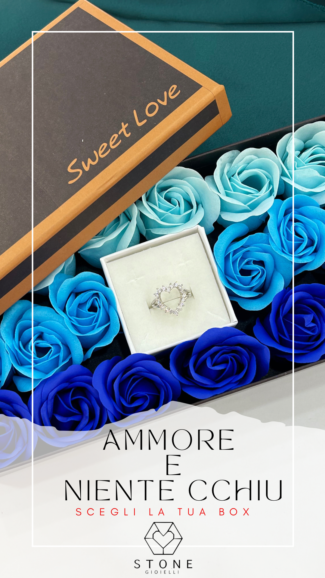 Box Tappeto di Rose Blu Degradè