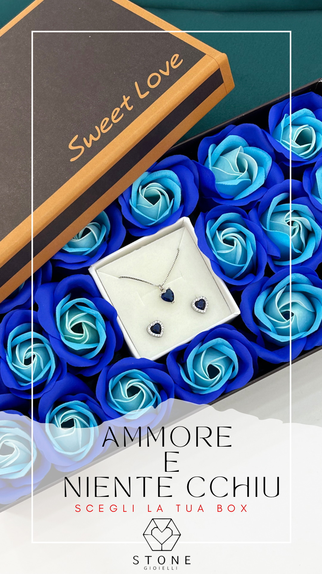 Box Tappeto di Rose Blu Degradè