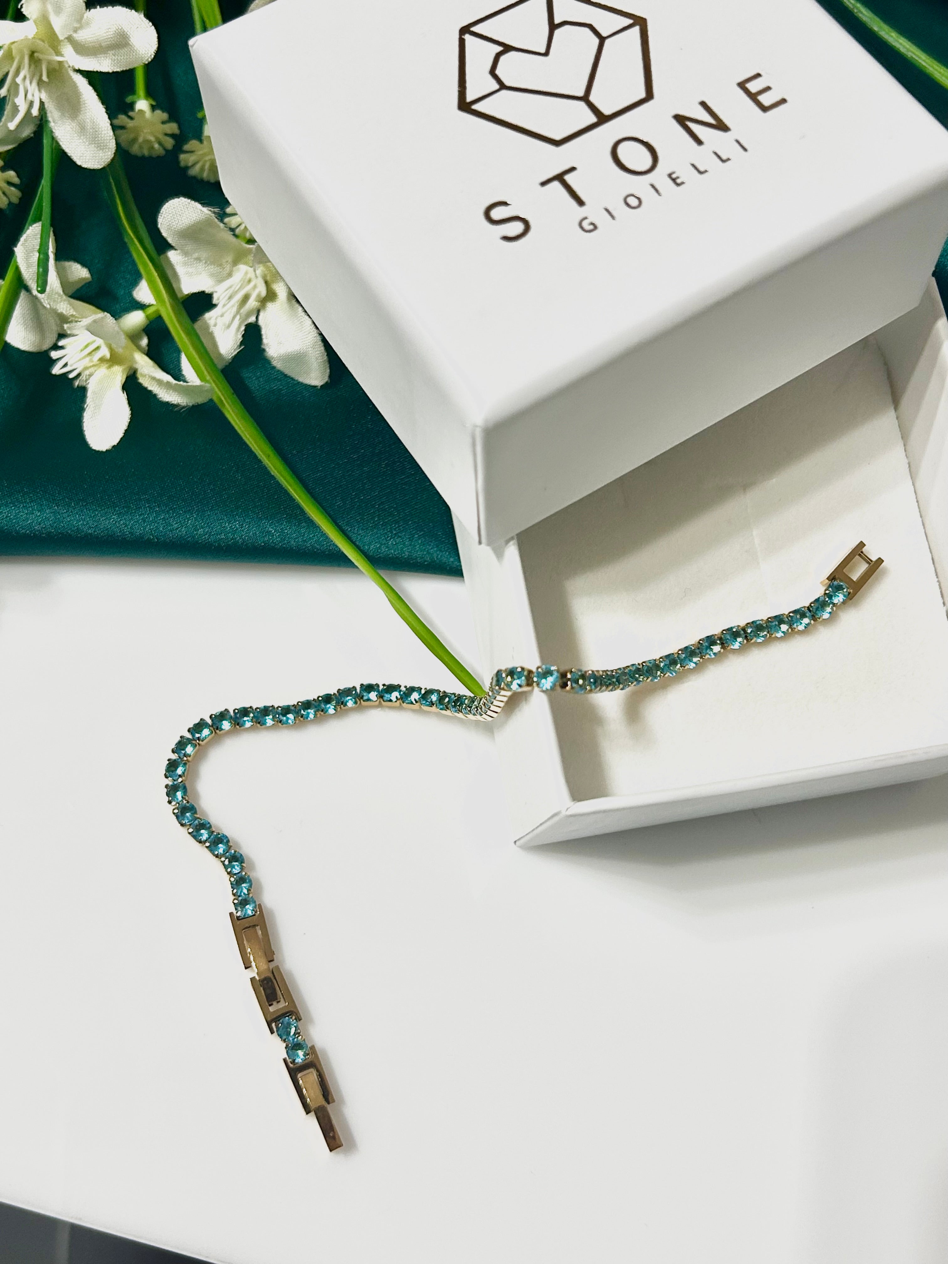 Bracciale Tennis Azzurro Gold