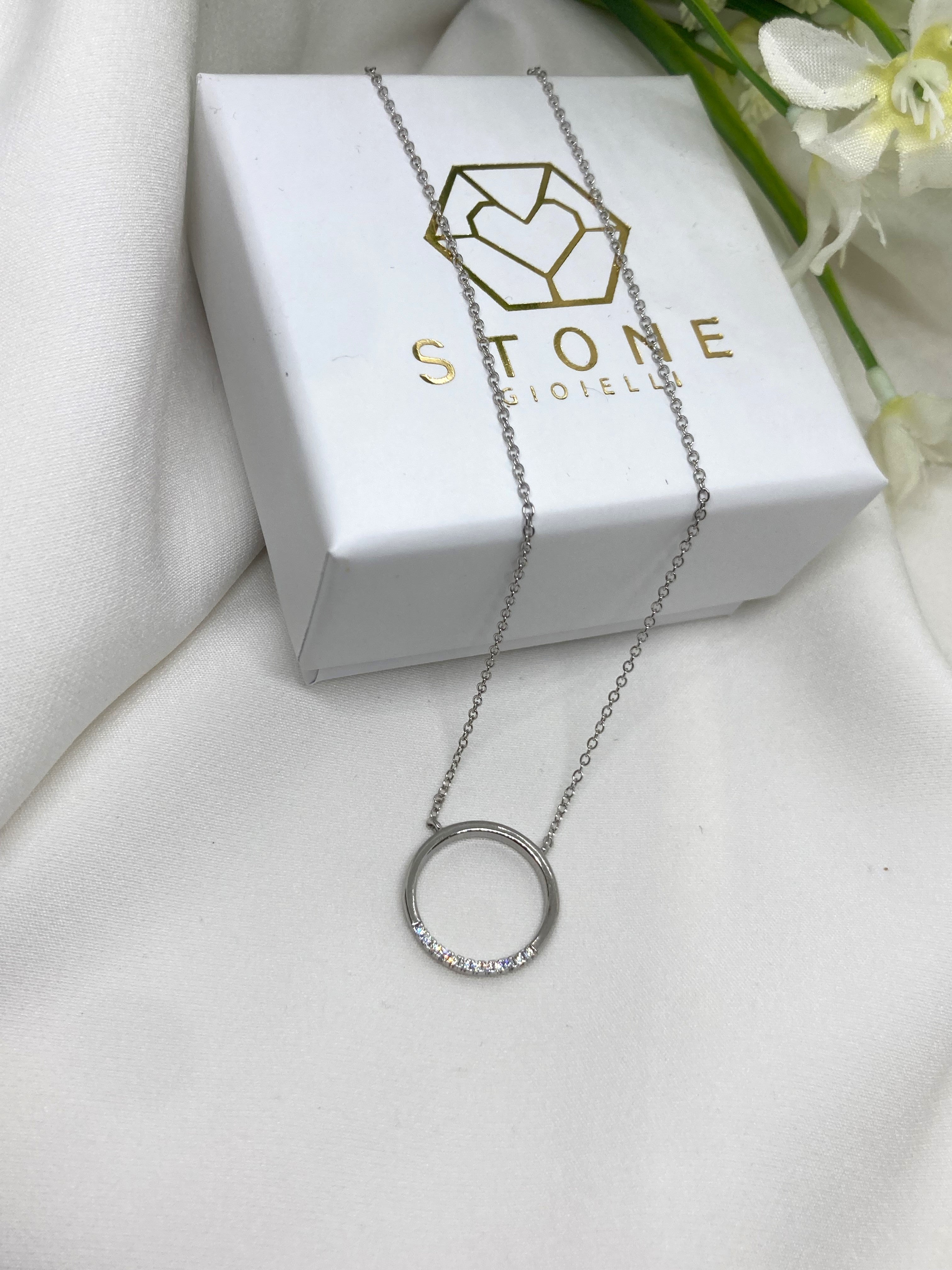 Collana Cerchio semi zirconato