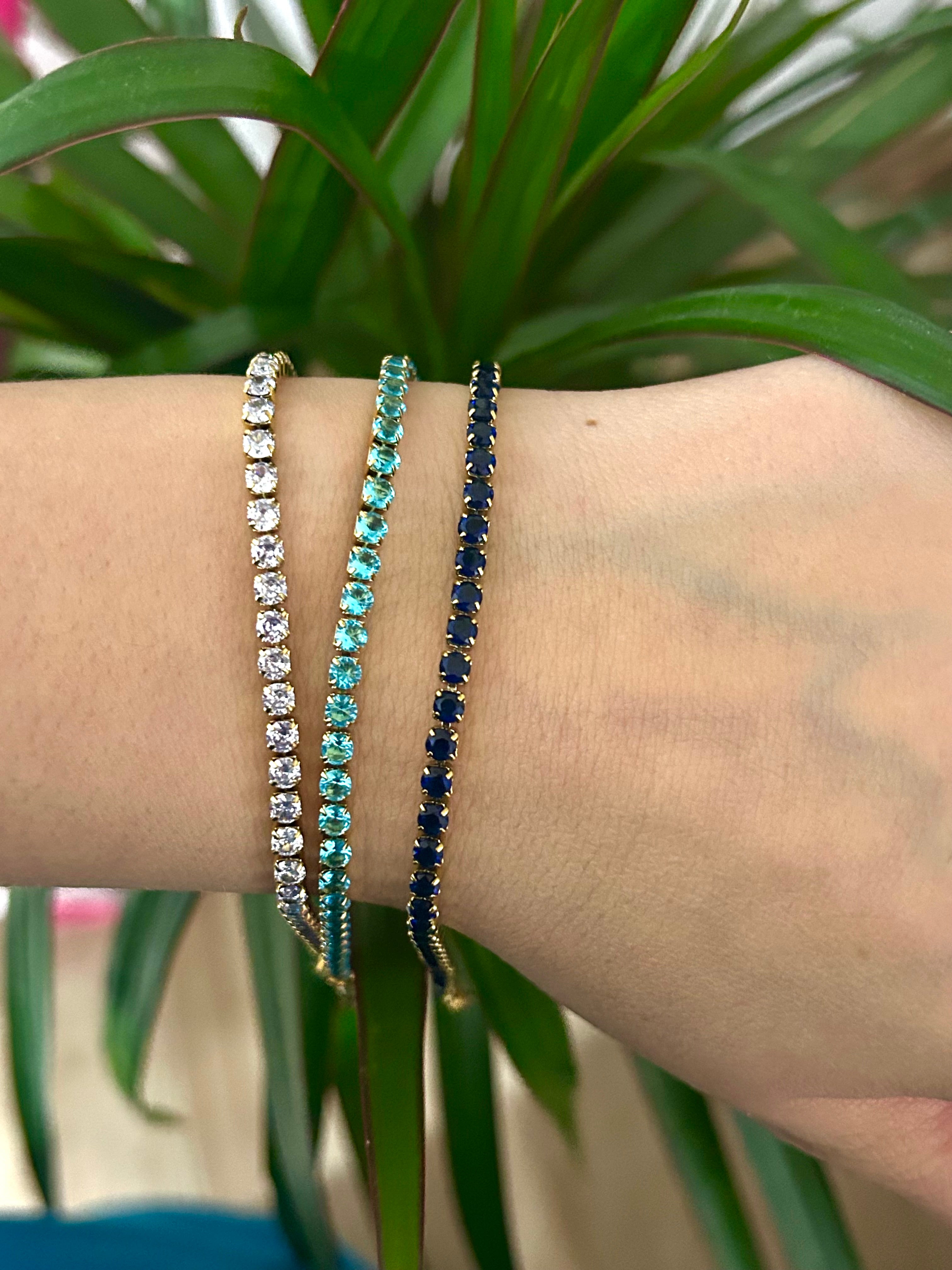 Bracciale Tennis Azzurro Gold